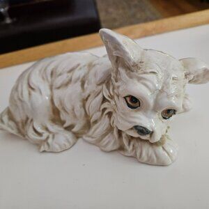 vintage shafford the lovables terrier ceramic brown&white dog figurine